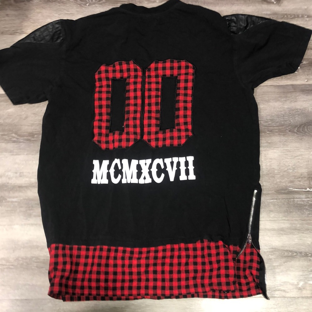 Black & Plaid 1997 Shirt with Leather Sleeves